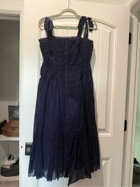 NWT Navy Smocked Dress by Fate / Avara, M